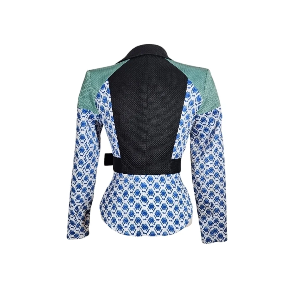 Peter Pilotto Blue Print & Colorblock Chic Blazer